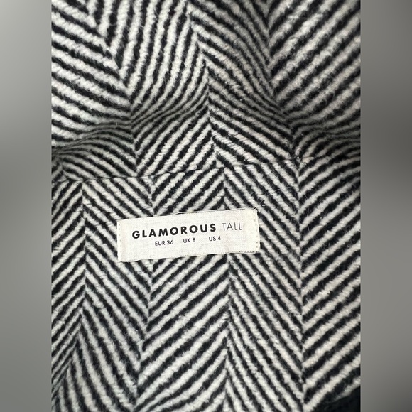 Glamorous TALL Longline Coat in Herringbone Size 4 Tall - Picture 9 of 12